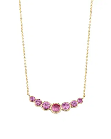 Sydney Evan 14K Graduated Bezel Curve Bar Necklace with Pink Sapphires | Thumbnail 1