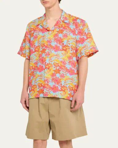 Vilebrequin Men's Tahiti Flower-Print Camp Shirt | Thumbnail 4