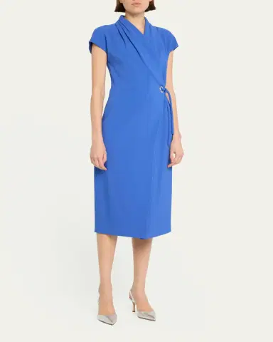 Giorgio Armani Wrap Midi Dress with Tie Detail | Thumbnail 3