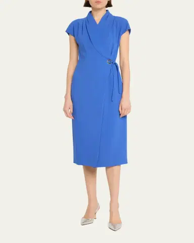 Giorgio Armani Wrap Midi Dress with Tie Detail | Thumbnail 5