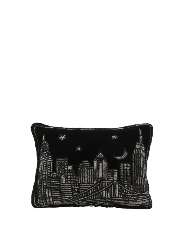 New York City Beaded Decorative Pillow