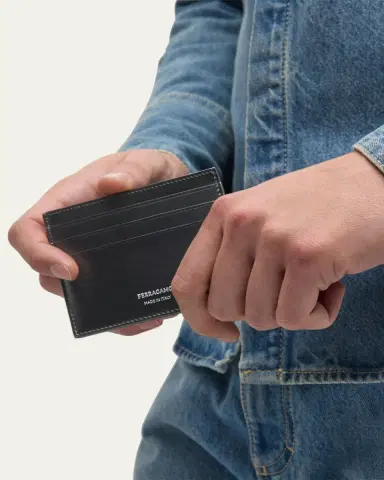 Ferragamo Men's Slim Leather Card Holder | Thumbnail 6 Ferragamo Men's Slim Leather Card Holder | Thumbnail 6