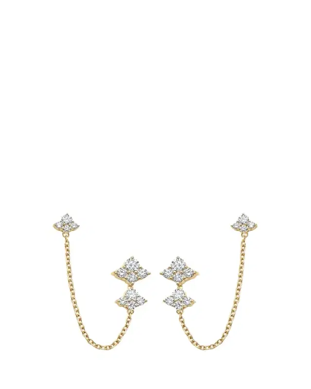 Sara Weinstock 18K Yellow Gold Dujour Diamond Cluster Drop Chain Earrings