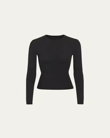 SKIMS Fits Everybody Crewneck Long-Sleeve T-Shirt | Thumbnail 4