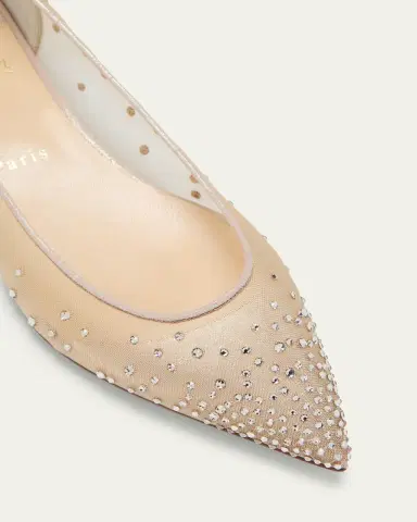 Christian Louboutin Follies Strass Red Sole Mesh Ballet Flats | Thumbnail 5