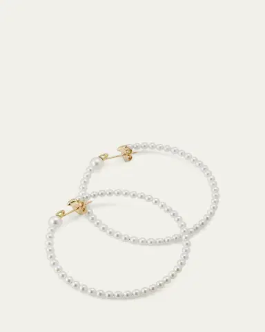 Mizuki 14K Yellow Gold 3mm Akoya Large Hoop Earrings | Thumbnail 3