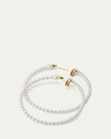 Mizuki 14K Yellow Gold 3mm Akoya Large Hoop Earrings | Thumbnail 4