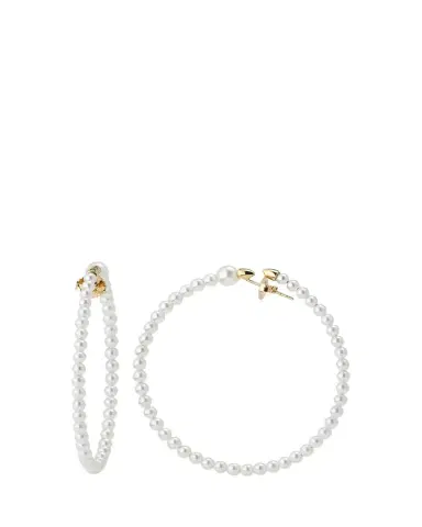 Mizuki 14K Yellow Gold 3mm Akoya Large Hoop Earrings | Thumbnail 1