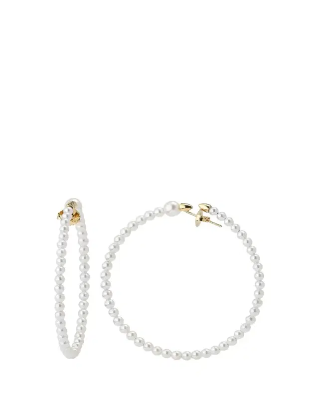Mizuki 14K Yellow Gold 3mm Akoya Large Hoop Earrings