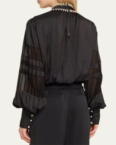 Ramy Brook Jolene Embellished Long-Sleeve Blouse | Thumbnail 3
