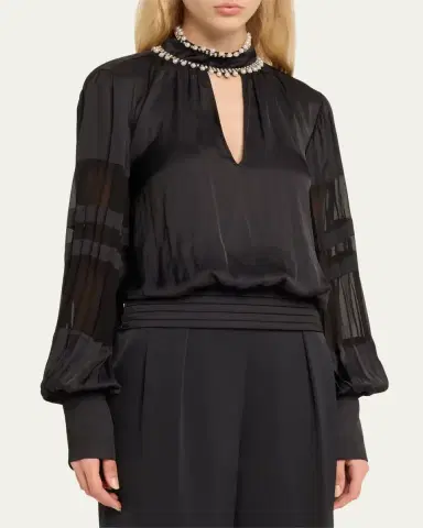 Ramy Brook Jolene Embellished Long-Sleeve Blouse | Thumbnail 4