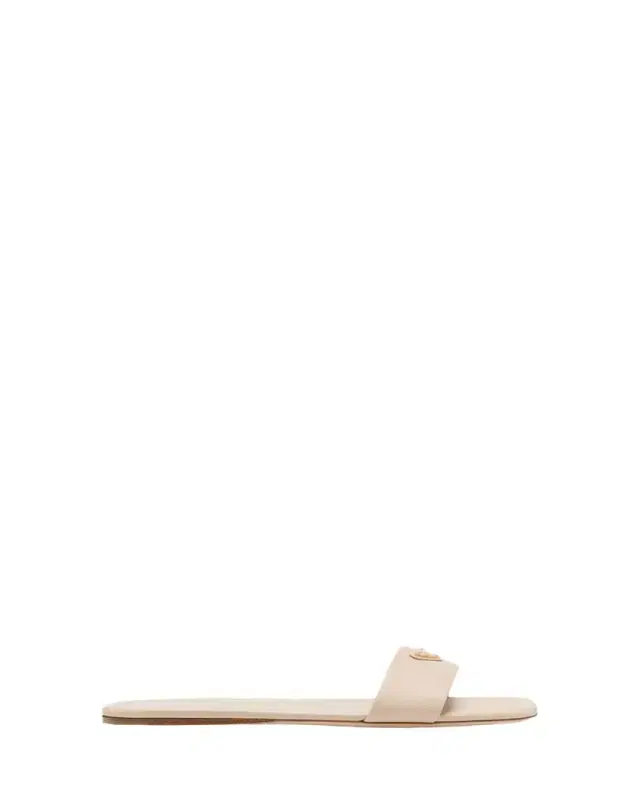 Leather Logo Flat Slide Sandals