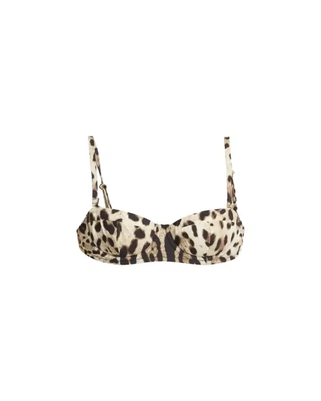 Leopard Soft Padded Underwire Balconette Bikini Top