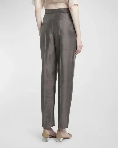 Giorgio Armani Shantung Silk Pleated Straight-Leg Trousers | Thumbnail 3 Giorgio Armani Shantung Silk Pleated Straight-Leg Trousers | Thumbnail 3