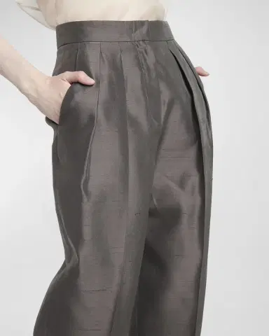 Giorgio Armani Shantung Silk Pleated Straight-Leg Trousers | Thumbnail 5 Giorgio Armani Shantung Silk Pleated Straight-Leg Trousers | Thumbnail 5
