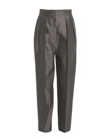 Giorgio Armani Shantung Silk Pleated Straight-Leg Trousers | Thumbnail 1 Giorgio Armani Shantung Silk Pleated Straight-Leg Trousers | Thumbnail 1