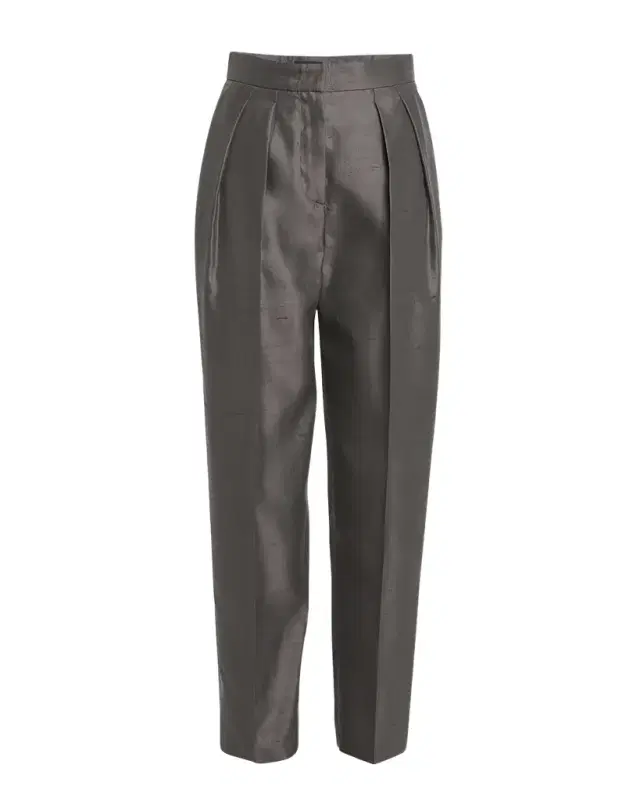 Giorgio Armani Shantung Silk Pleated Straight-Leg Trousers