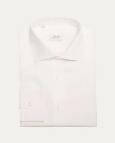 Brioni Men's Sea Island Cotton Herringbone Dress Shirt | Thumbnail 3 Brioni Men's Sea Island Cotton Herringbone Dress Shirt | Thumbnail 3