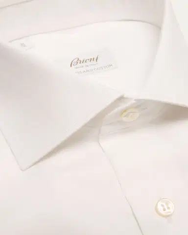 Brioni Men's Sea Island Cotton Herringbone Dress Shirt | Thumbnail 4 Brioni Men's Sea Island Cotton Herringbone Dress Shirt | Thumbnail 4