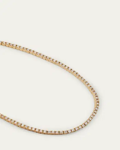 Lana 14K Yellow Gold Skinny Tennis Necklace | Thumbnail 3 Lana 14K Yellow Gold Skinny Tennis Necklace | Thumbnail 3