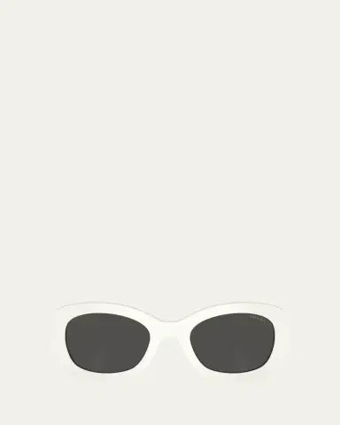 Prada Oversized Logo Acetate & Plastic Oval Sunglasses | Thumbnail 4