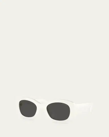 Prada Oversized Logo Acetate & Plastic Oval Sunglasses | Thumbnail 5
