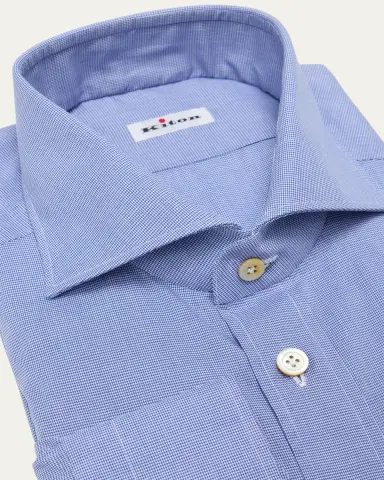 Kiton Men's Cotton Micro-Check Dress Shirt | Thumbnail 2