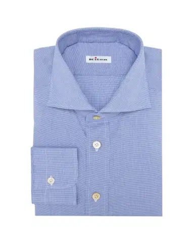 Kiton Men's Cotton Micro-Check Dress Shirt | Thumbnail 1