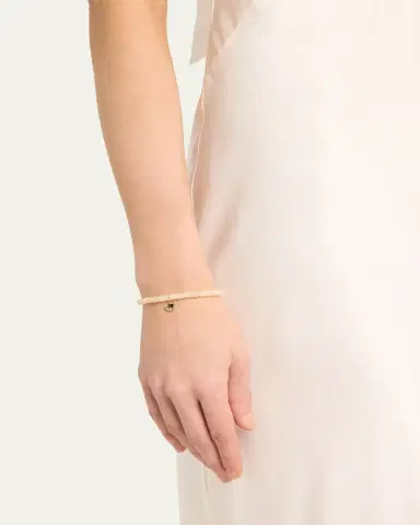 Sydney Evan 14K Yellow Gold Tiny Elephant Coin Charm on Opal Beaded Bracelet with One Diamond | Thumbnail 2 Sydney Evan 14K Yellow Gold Tiny Elephant Coin Charm on Opal Beaded Bracelet with One Diamond | Thumbnail 2