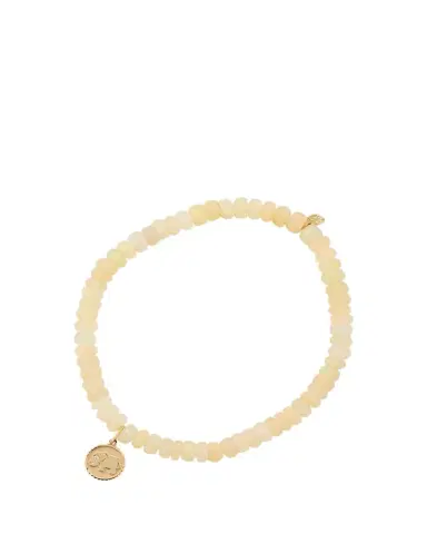Sydney Evan 14K Yellow Gold Tiny Elephant Coin Charm on Opal Beaded Bracelet with One Diamond | Thumbnail 1 Sydney Evan 14K Yellow Gold Tiny Elephant Coin Charm on Opal Beaded Bracelet with One Diamond | Thumbnail 1