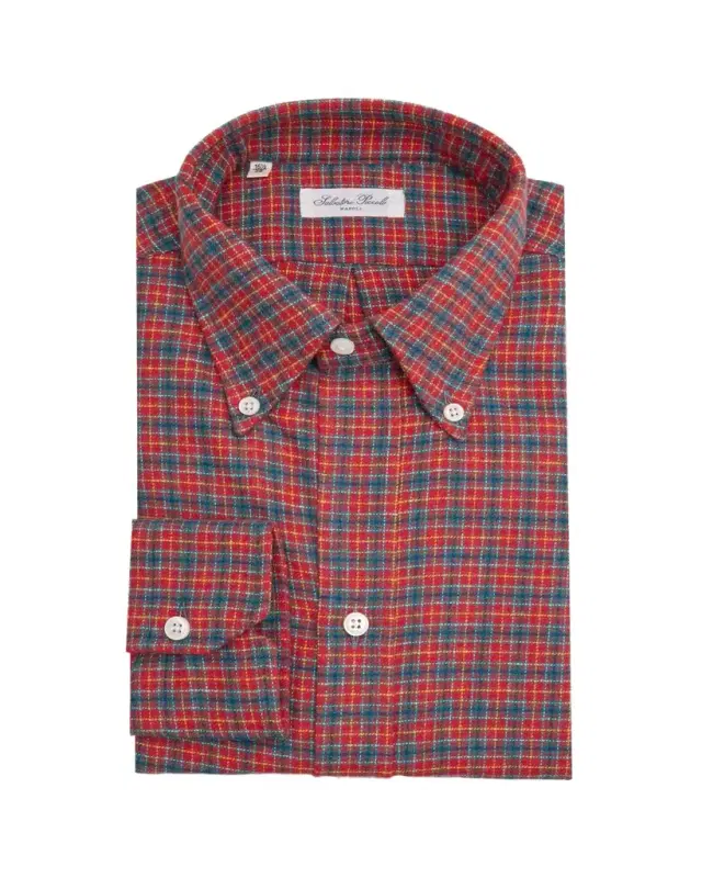 Men's Cotton Plaid Button-Collar Sport Shirt