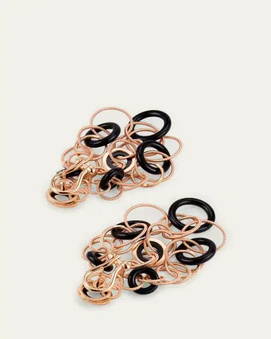 Buccellati Hawaii Color 18K Pink Gold Onyx Pendant Earrings, 5cm | Thumbnail 2