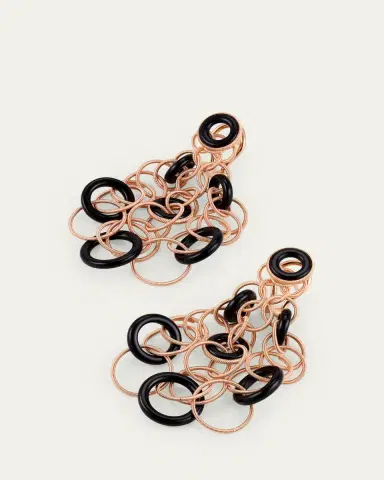 Buccellati Hawaii Color 18K Pink Gold Onyx Pendant Earrings, 5cm | Thumbnail 3