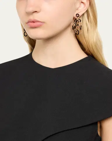 Buccellati Hawaii Color 18K Pink Gold Onyx Pendant Earrings, 5cm | Thumbnail 4