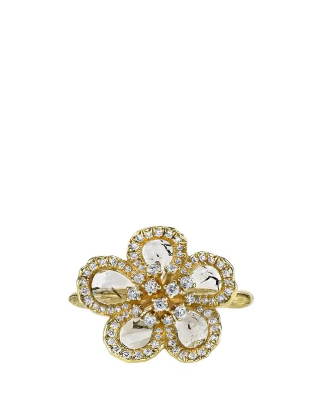 Grace Collection Flat Diamond Ring, Yellow Gold