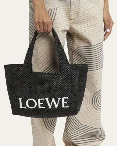 Loewe x Paula's Ibiza Font Logo Medium Tote Bag in Raffia | Thumbnail 2