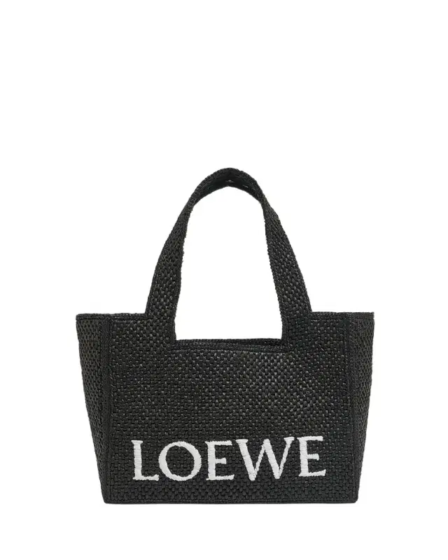 x Paula's Ibiza Font Logo Medium Tote Bag in Raffia