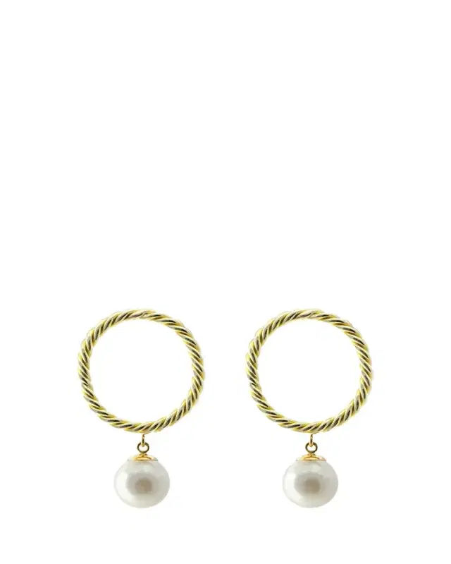Haute Victoire Akoya Pearl Hand-Twisted 18K Yellow Gold Earrings