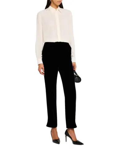 Giorgio Armani Mid-Rise Slim-Leg Velvet Trousers | Thumbnail 1 Giorgio Armani Mid-Rise Slim-Leg Velvet Trousers | Thumbnail 1