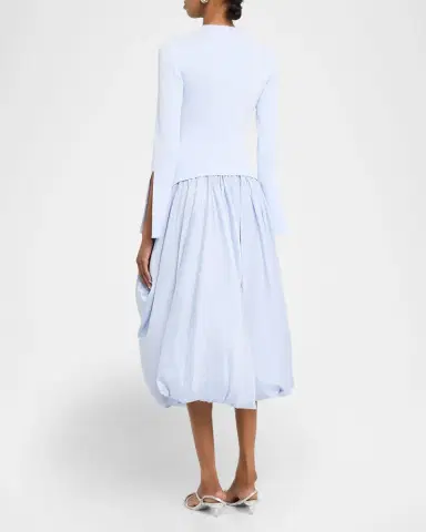 SIMKHAI Kenlie Long-Sleeve Bubble Midi Dress | Thumbnail 2 SIMKHAI Kenlie Long-Sleeve Bubble Midi Dress | Thumbnail 2