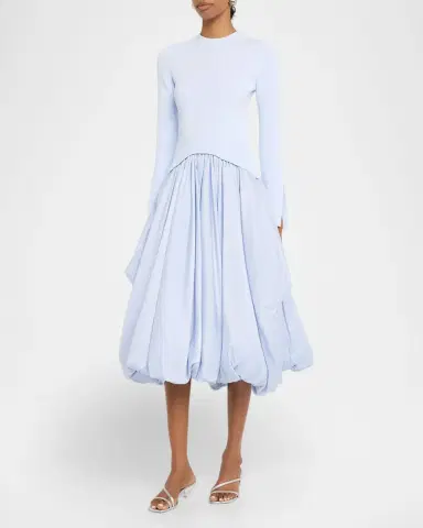 SIMKHAI Kenlie Long-Sleeve Bubble Midi Dress | Thumbnail 3 SIMKHAI Kenlie Long-Sleeve Bubble Midi Dress | Thumbnail 3