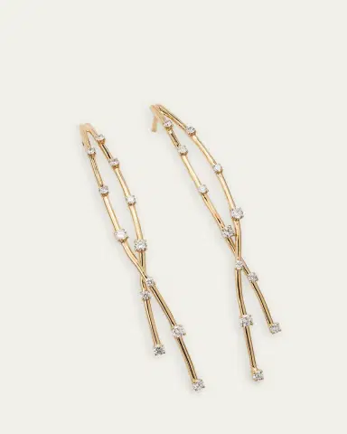 Lana 14K Yellow Gold Curved Crossover Solo Linear Diamond Earrings | Thumbnail 3