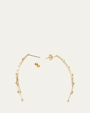 Lana 14K Yellow Gold Curved Crossover Solo Linear Diamond Earrings | Thumbnail 4