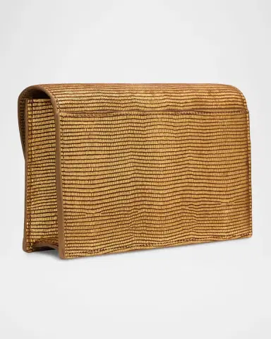 Akris Anouk Lizard-Embossed Metallic Clutch Bag | Thumbnail 2 Akris Anouk Lizard-Embossed Metallic Clutch Bag | Thumbnail 2