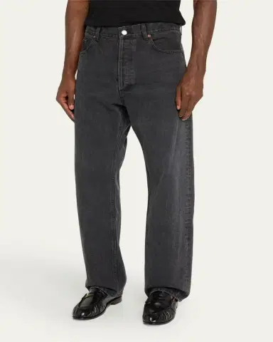 Saint Laurent Men's Loose-Fit Faded Denim Jeans | Thumbnail 8 Saint Laurent Men's Loose-Fit Faded Denim Jeans | Thumbnail 8