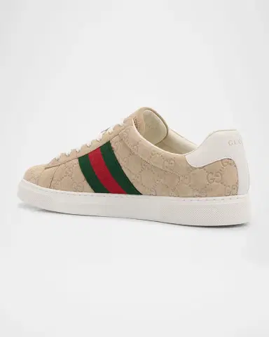Gucci Men's Ace Suede Monogram Low-Top Sneakers | Thumbnail 2 Gucci Men's Ace Suede Monogram Low-Top Sneakers | Thumbnail 2