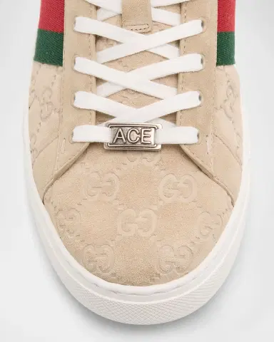 Gucci Men's Ace Suede Monogram Low-Top Sneakers | Thumbnail 5 Gucci Men's Ace Suede Monogram Low-Top Sneakers | Thumbnail 5
