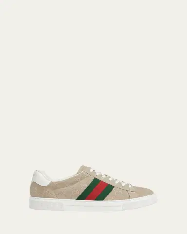 Gucci Men's Ace Suede Monogram Low-Top Sneakers | Thumbnail 6 Gucci Men's Ace Suede Monogram Low-Top Sneakers | Thumbnail 6