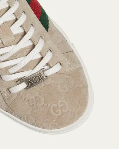 Gucci Men's Ace Suede Monogram Low-Top Sneakers | Thumbnail 8 Gucci Men's Ace Suede Monogram Low-Top Sneakers | Thumbnail 8