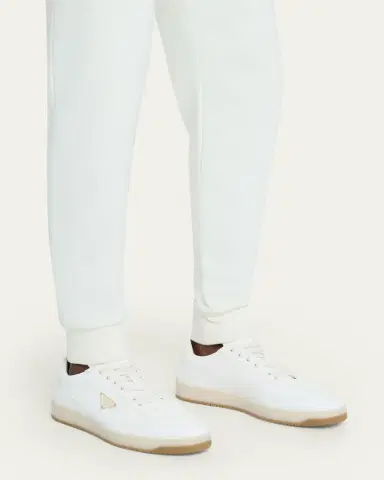 Prada Men's Downtown Napa Leather Low-Top Sneakers | Thumbnail 4 Prada Men's Downtown Napa Leather Low-Top Sneakers | Thumbnail 4